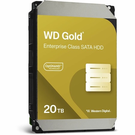 Western Digital WD Gold 20TB Hard Drive, 3.5 in. Internal, SATA/600, Conventional Magnetic Recording Method WD202KRYZ