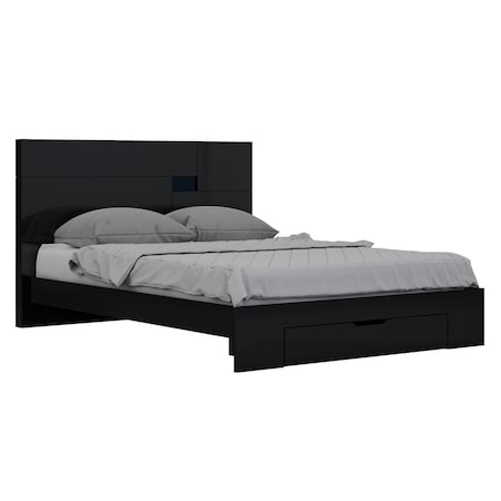 Homeroots Black Solid Wood King Bed Frame 343924