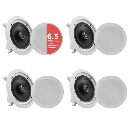 Pyle Pyle 6.5 in 4 Bluetooth Flush Mount In-wall 2-Way Speaker System, 200W, Round/Square Grill PDICBT266