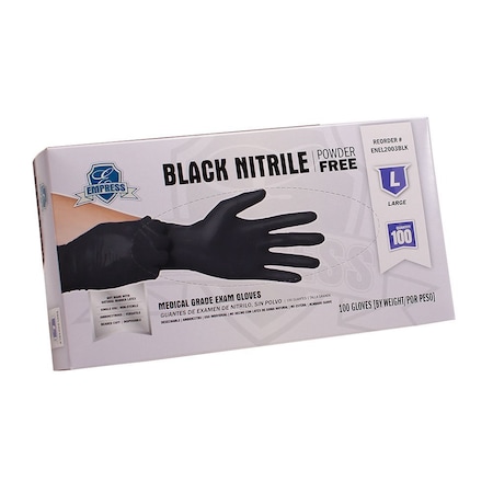 Empress Exam Grade Nitrile Glove Black Powder Free Large, 1000PK ENEL2003BLK