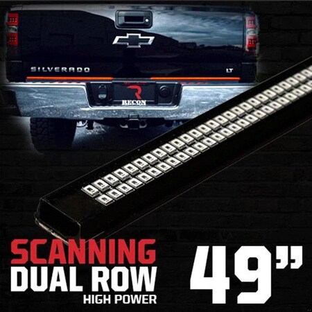 Recon Truck Accessories 49IN TAILGATE BAR W/DUAL ROW SCANNING LED TURN SIGNALS/BRAKE/RUNNING LIGHTS/REVE 26425XHP