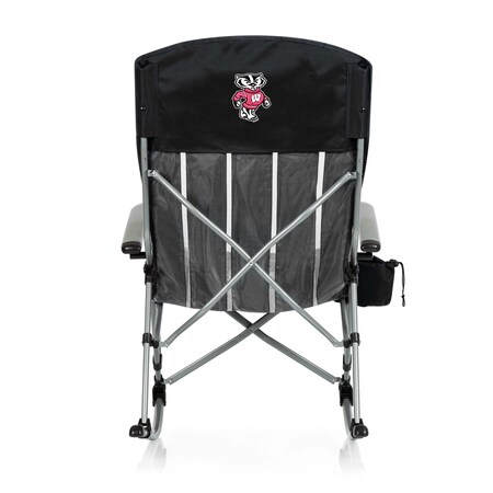 Picnic Time Family Of Brands NCAA Wisconsin Badgers Outdoor Rocking Camp Chair - XL Heavy Duty Camping Chair 805-01-175-644-0