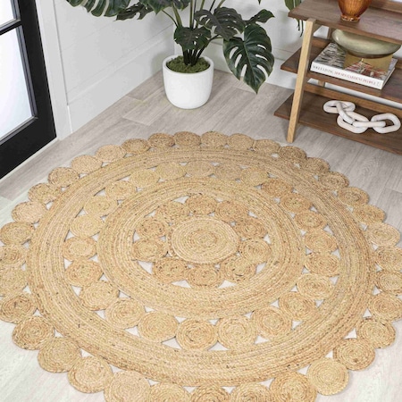 Jonathan Y Daisy Hippy Jute Medallion Circle Natural 6 ft Round Area Rug RNF114A-6R