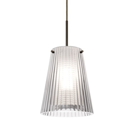 Besa Lighting Besa Dion Pendant, Clear, Bronze Finish, 1x 9W LED 1JT-DIONCL-LED-BR