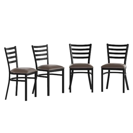 Flash Furniture HERCULES Black Ladder Back Metal Restaurant Chair - Mocha Vinyl Seat, 4PK 4-XU-DG694BLAD-MCHV-GG