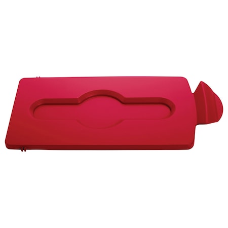 Rubbermaid Commercial RECYCLING RED RECTANGULAR HINGED FLAT LI 2007192
