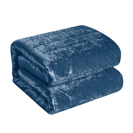 Homeroots Navy Blue Twin Polyester 180 Thread Count Washable Down Comforter Set 528896