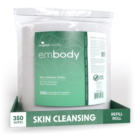 Wipex Natural Body Wipes 350ct  Refills, Tea Tree/Eucalyptus, Plant-Based Fitness Shower Wipes WX72233EBR