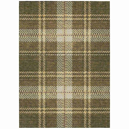 Homeroots 3' X 5' Olive Green Gold And Brown Plaid Washable Indoor Outdoor Area Rug 596351