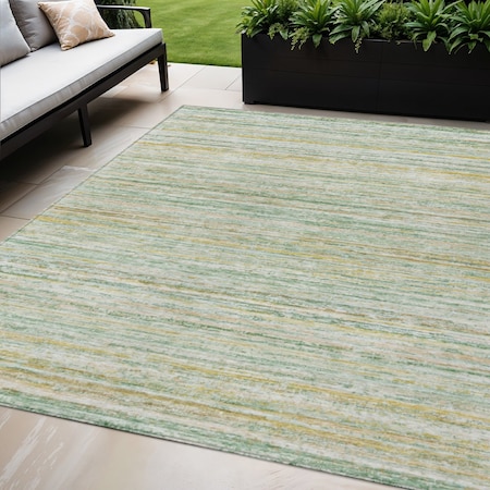 Homeroots 5' X 8' Mint Green Striped Washable Indoor Outdoor Area Rug 607963
