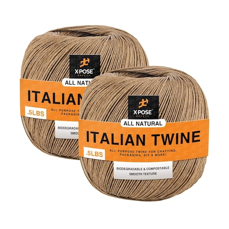 Xpose Safety Ruby Italian Spring Twine, 4-Ply 1/2 lb Waxed Cord, Upholstery & Furniture Repair, 2PK IST-12-2-X-N-S