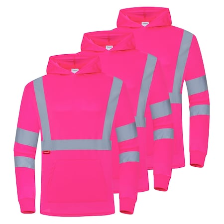 Protectx Long Sleeve T-Shirt, Polyester, Pink, 2XL, 3 PK ST-HD130P2-PK-2XL-03