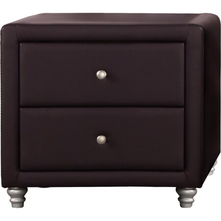 Homeroots Brown Upholstered 2 Drawer Nightstand 396979