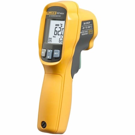 Fluke Infrared Thermometer, Backlit LCD, Testing Functions: Avg/Diff/Max Temp./Min Temp., Single Dot Laser FLUKE-62 MAX