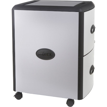 Storex 19" W 2 Drawer Vertical File Cabinet, Black/Silver, Letter 61352U01C