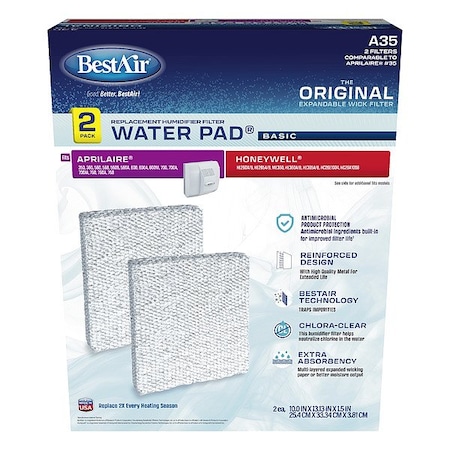 Bestair Humidifier Pad, 13 1/8 in L, PK2 A35-2PK-PDQ-3