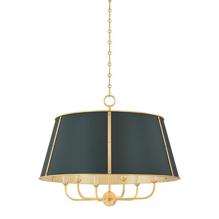 Hudson Valley Lighting Cambridge 6 Light Chandelier in Aged Brass/Soft Studio Green by Mark D. Sikes MDS121-AGB/SSG