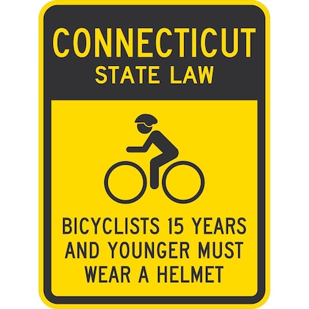 Lyle Bicyclists 15 Years And Younger Must Wear A Helmet (with Cyc, 18x24, Non-Reflective, Yellow G-11179-NA_18x24