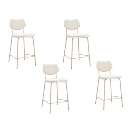 Homeroots Set of Four 26" Light Gray Fabric Faux Leather and Steel Counter Height Bar Chairs, 4PK 668804