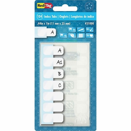 Redi-Tag Index Tabs, Write-On, 1", White, PK104 31000
