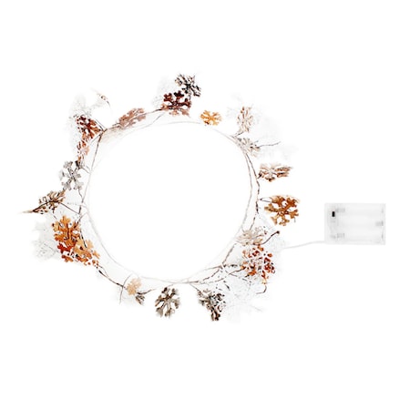 Elegani 20 LED Glitter Snowflake Fairy Lights - 7.5ft Copper Wire String Light with Large & Small PH-5143