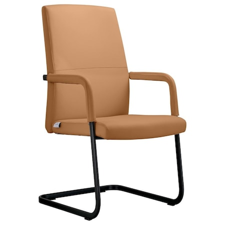 Leisuremod Evander Office Chair in Upholstered Leather and Iron Frame, Acorn Brown EGO23LBRL