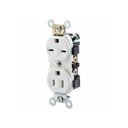 Leviton Straight Blade Receptacle, 5-15R, 6-15R, 15 A, 125V AC, 2 Pole, 3 Wire, Flush Mount, Self-Grounded 5031-W