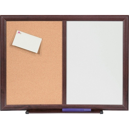 Lorell Dry-Erase/Bulletin Combination Board with Mahogany Frame, 36"W x 48"H 84171