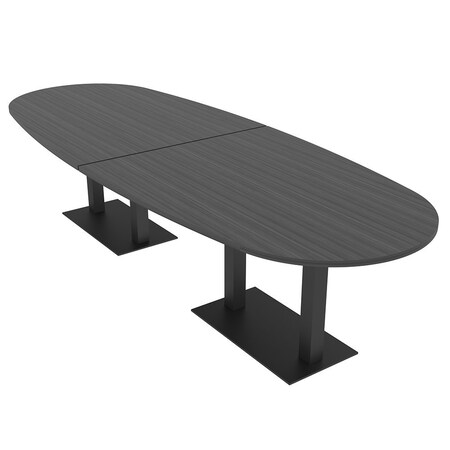Skutchi Designs Boval Conference Table With Power, 48 in W, 120 in L, Grey HAR-BOVL-48X120-DOU.BK-WA7949-NA