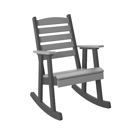 Polybird SLAT BACK ROCKING CHAIR.        LIGHT GRAY AND CHARCOAL POLYBIRD P77