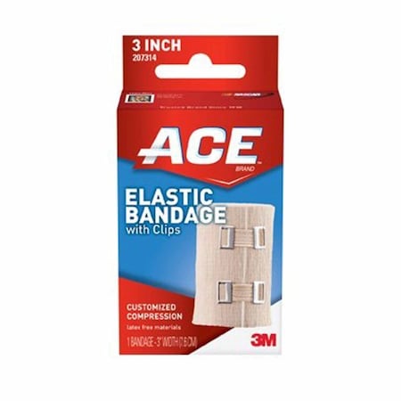 3M Elastic Bandage ACE 3 Inch Width Clip Detached Closure Tan NonSterile Standard Compression, 72PK 207314