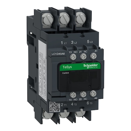 Schneider Electric IEC Magnetic Contactor, 1NC/1NO, 120V AC, 3 P, Non-Reversing, Screw LC1D40A6G7