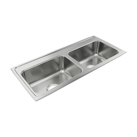 Just Manufacturing Bowl Drop-In Sink, 37.25"x17"x7.625", Gray DL17537A4-J