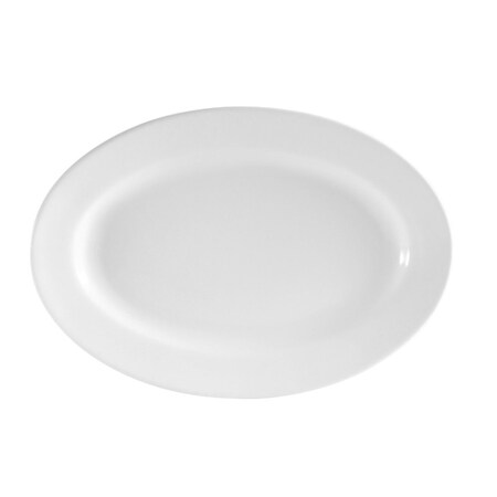 Cac Foodservice CAC China Clinton Rolled Edge 22-Inch Super White Porcelain Oval Plate, Box of 4, 4PK RCN-92