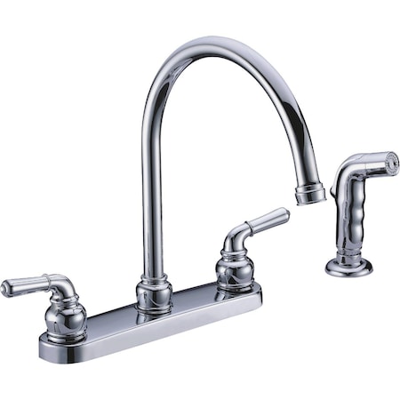 Cmi Compass Manufacturing 5202C-WS Brookfield 2-Handle Chrome Hi Rise Kitchen Faucet With Spray 192-8277