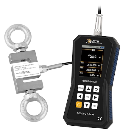 Pce Instruments Force gauge for tension and compression, measures 2,500 N / 562 lbf with high resolution PCE-DFG 2K5 X