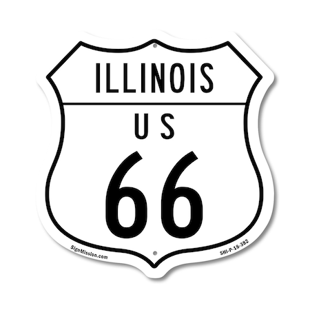 Signmission Illinois Route Marker Shield Sign Us 66, 18 Inch X 18 Inch, Plastic Sign SHI-P-18-382