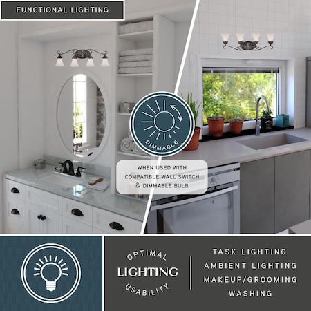 Vaxcel Avenant 4 Light Bronze Bathroom Vanity Fixture W0304