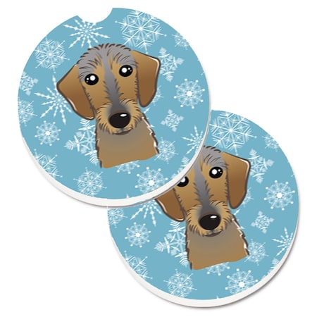 Carolines Treasures Snowflake Wirehaired Dachshund  Cup Holder Car Coaster, PK2 BB1667CARC
