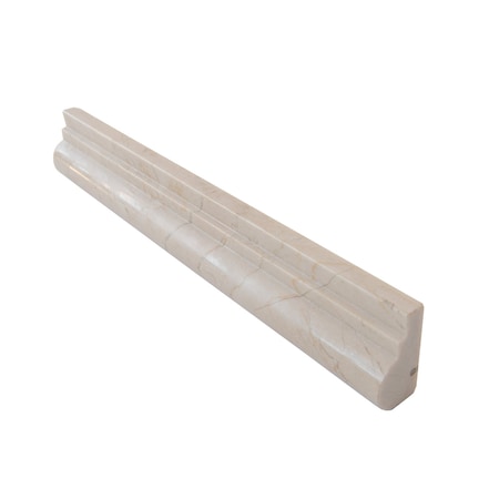 Apollo Tile Beige 2x12 Crema Marfil Marble Polished Chair Rail Tile Trim 1.67 sqft/case, 10PK APLMCR882PA