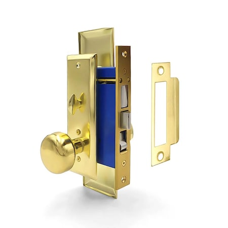 Ecs Hardware Durable Heavy Duty Mortise Knob Lock US3 Polished Brass, 2-1/2 in Backset Entrance, Right Handed ECSH-ML01-PB-SC1-RH