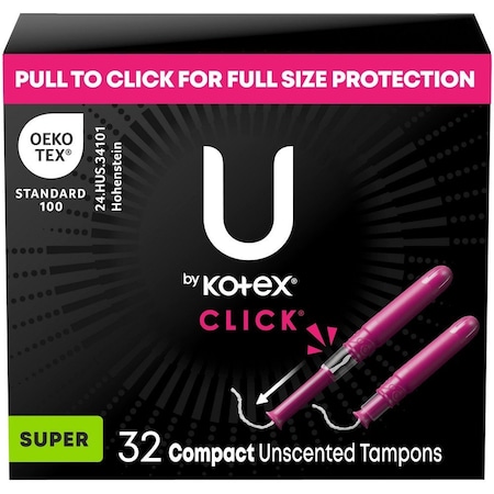 Kimberly-Clark Professional Sanitary Tampons, KOTEX Click, Heavy, Form Fitting Grooves, 32/Pack, 6 PK 51584