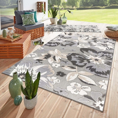 World Rug Gallery Geometric Bohemian Indoor/Outdoor Area Rug 12 ft x 15 ft Gray 5566GRAY12X15