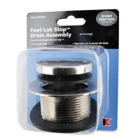 Keeney Mfg Foot Lok Closure Assembly with Strainer, Brushed Nickel, Specifications: 1-1/2 in Size K826-20DSBN