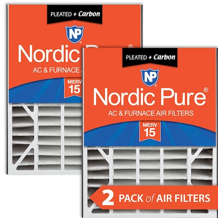 Nordic Pure 20x25x5 Plus Carbon Pleated Air Filter, High Capacity, MERV 15, 2 PK 20x25x5ABM15+C-2