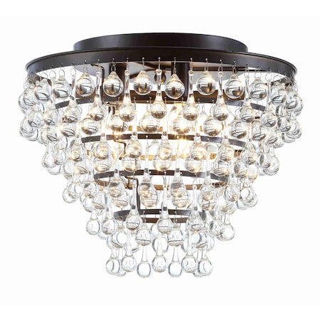 Jonathan Y Toronto 16" Metal/Crystal LED Flush Mount, Oil Rubbed Bronze JYL9030A