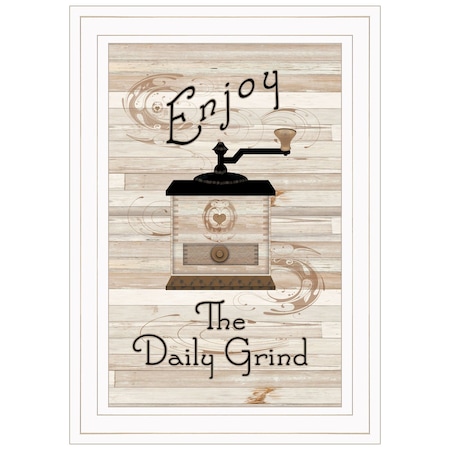 Homeroots Enjoy the Daily Grind 1 White Framed Print Kitchen Wall Art 406569