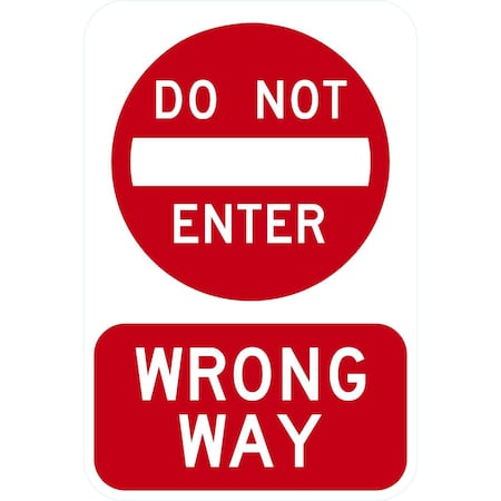 Lyle Wrong Way (w/Do Not Enter sym), 12x18, Non-Reflective, White G-4923-NA_12x18