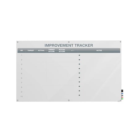 Ghent 4'H x 6'W Improvement Tracker Graphics Glassboard with Stand-Offs, Round Corners, Magnetic GRPHMYRM03V-46