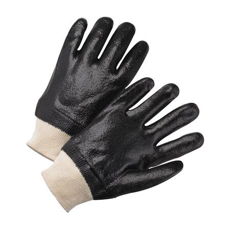 Pip PVC Dipped Glove with Interlock Liner and Rough Sandy Finish , Knit Wrist, 12PK 4284